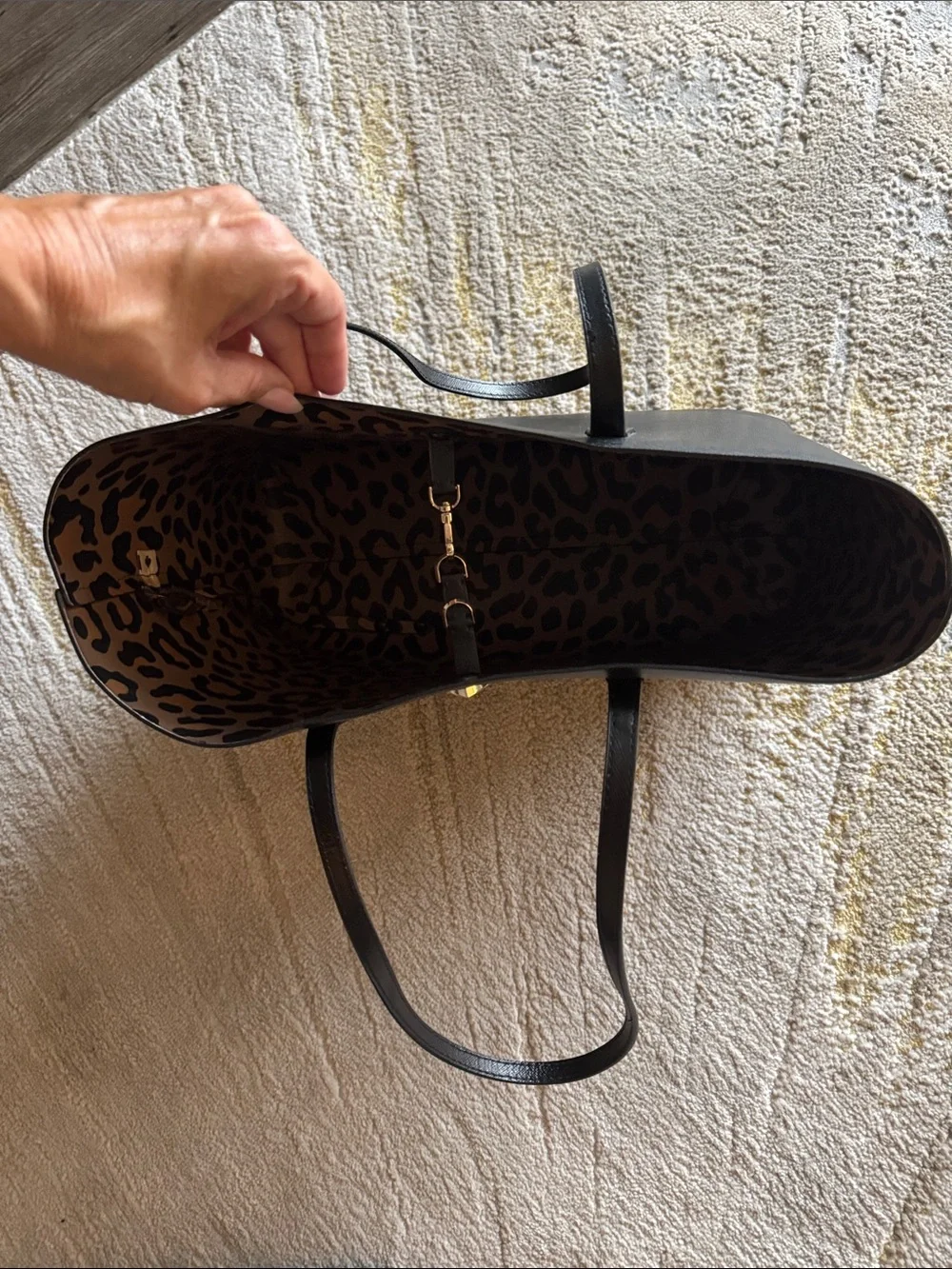 kate spade Black Tote with Leopard-Print Interior